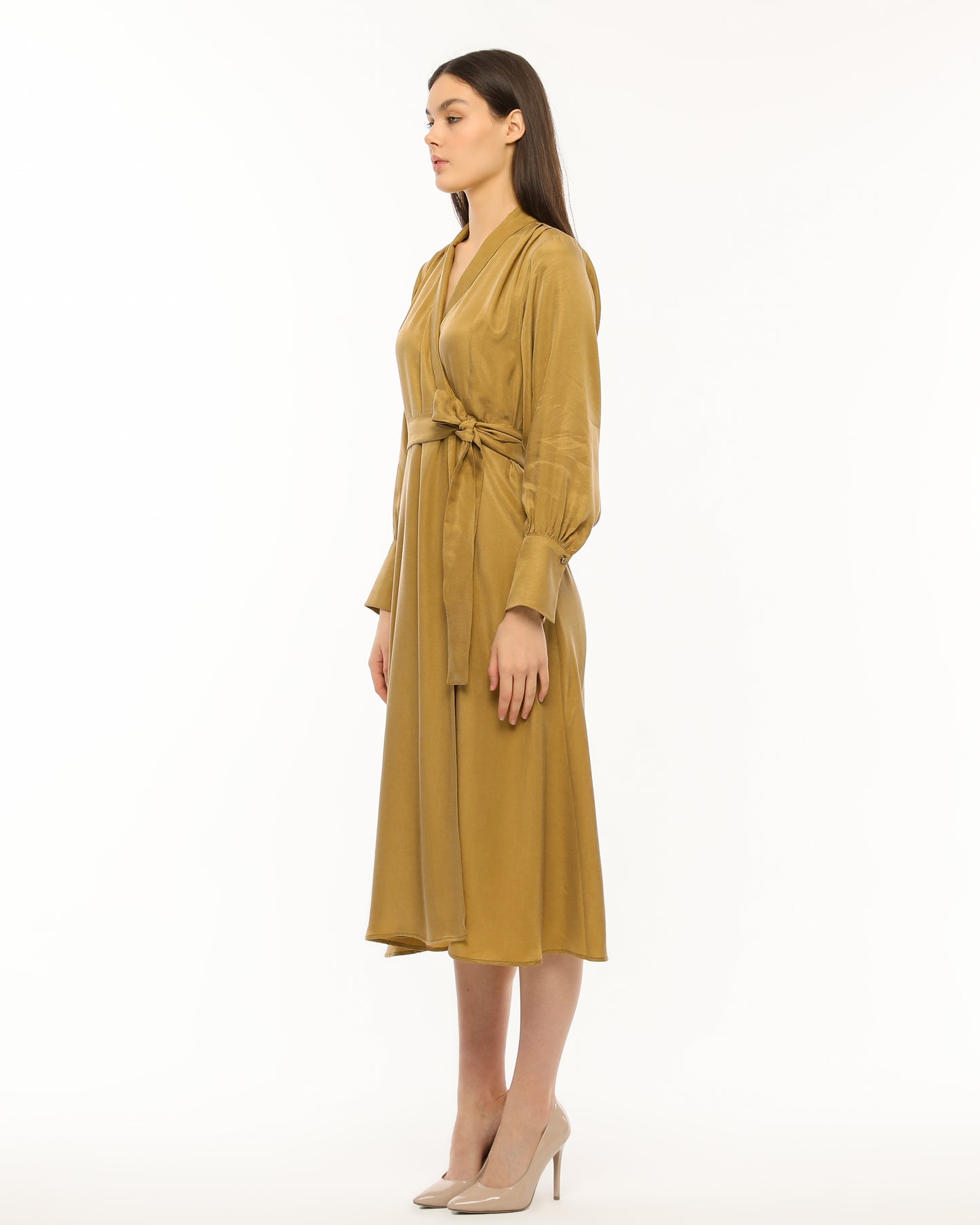 Elegant Black Wrap Dress with Waist Tie