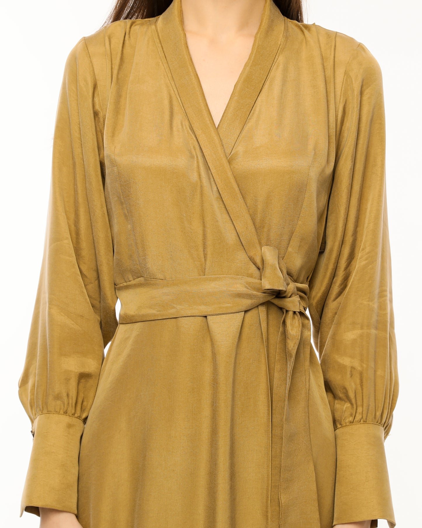 Elegant Black Wrap Dress with Waist Tie