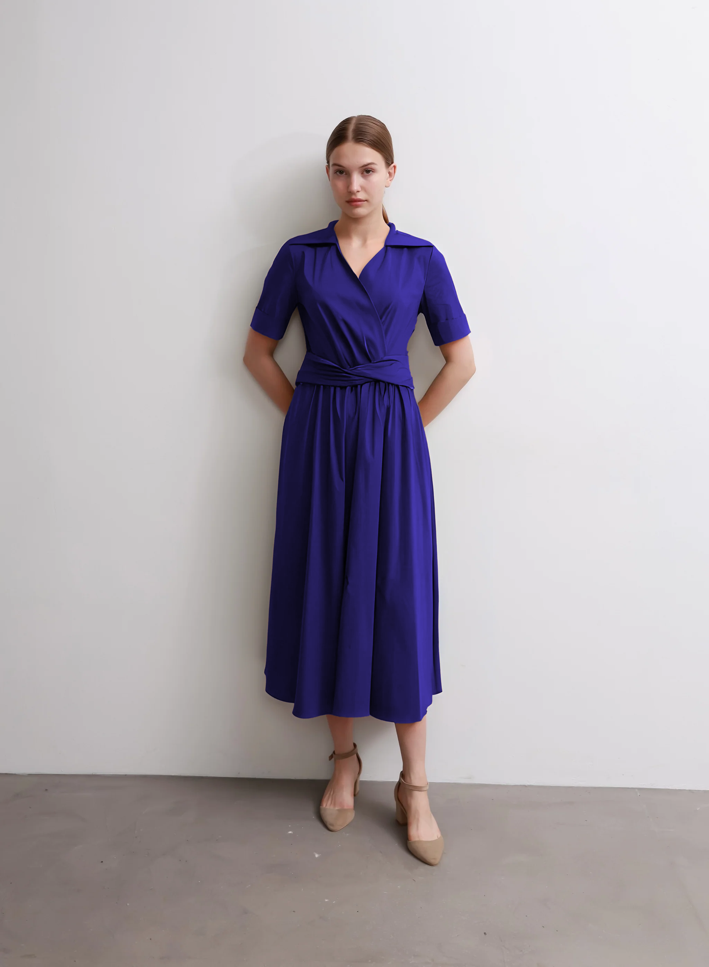 Saxe Blue Waist Tie Dress