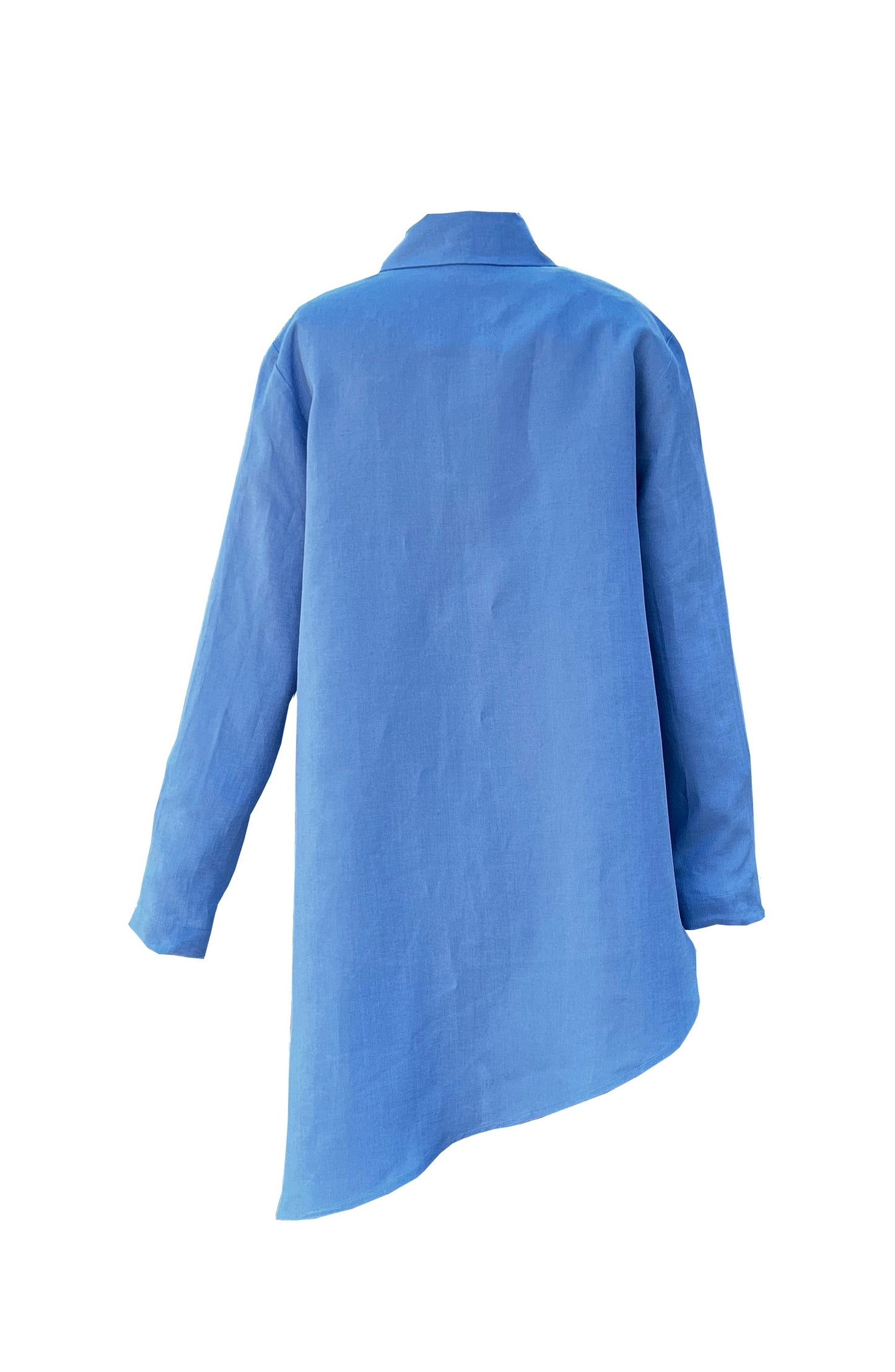Asymmetric Cut Indigo Shırt
