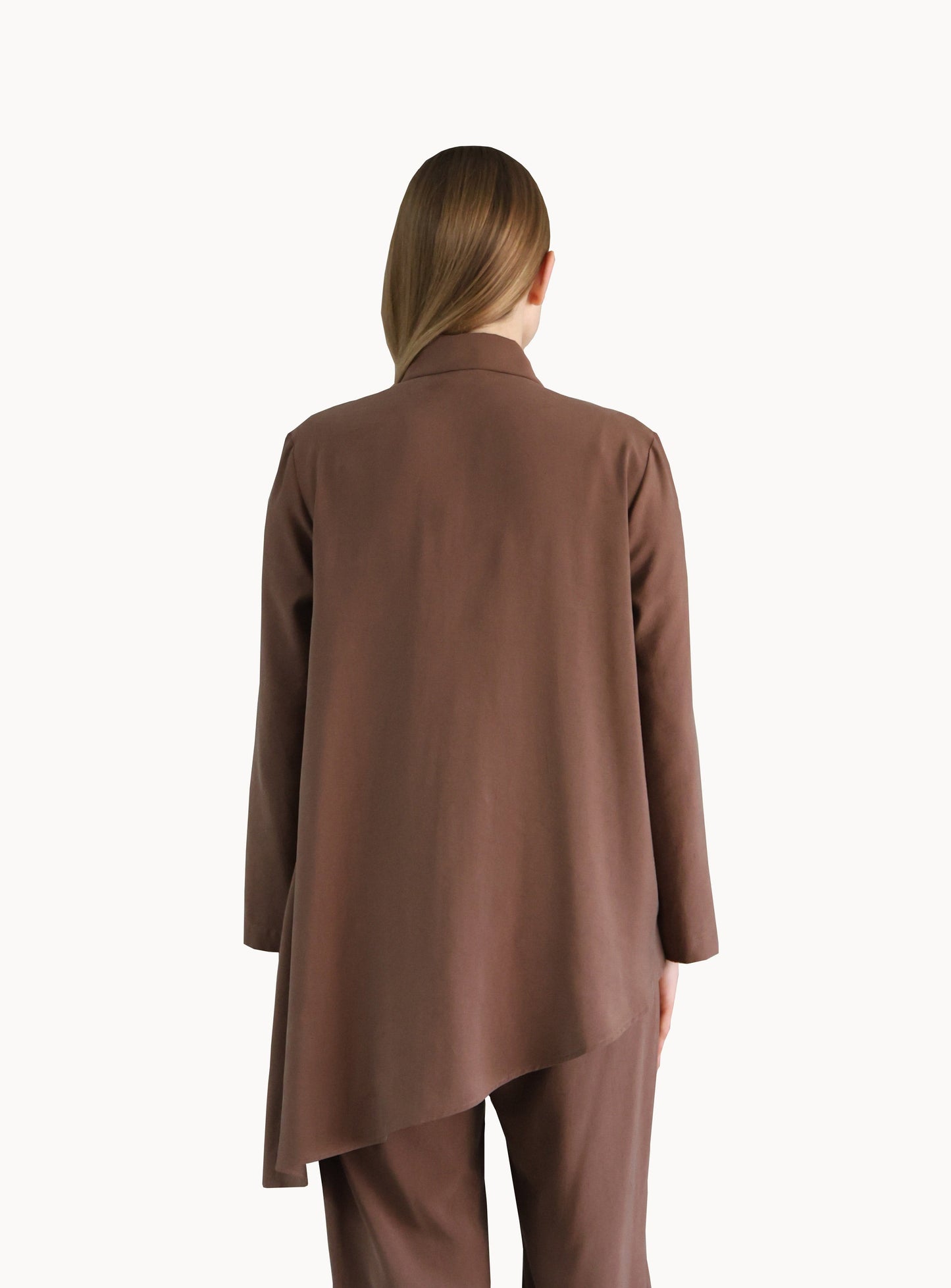 Asymmetric Cut Brown Shirt