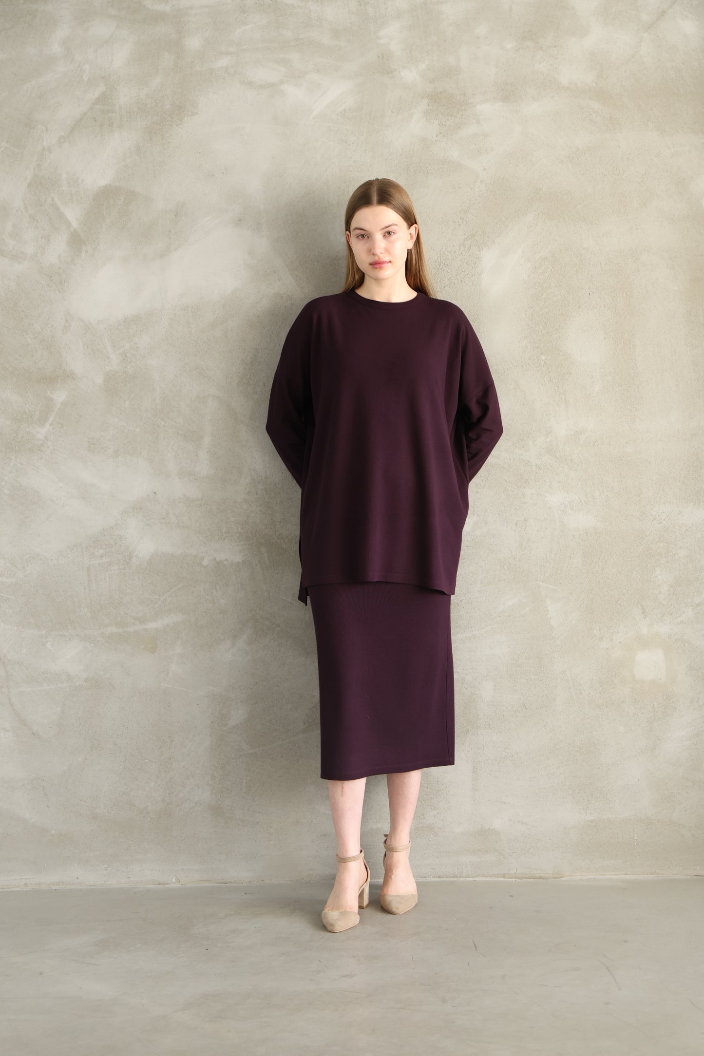 Dark Purple Knitwear Skirt