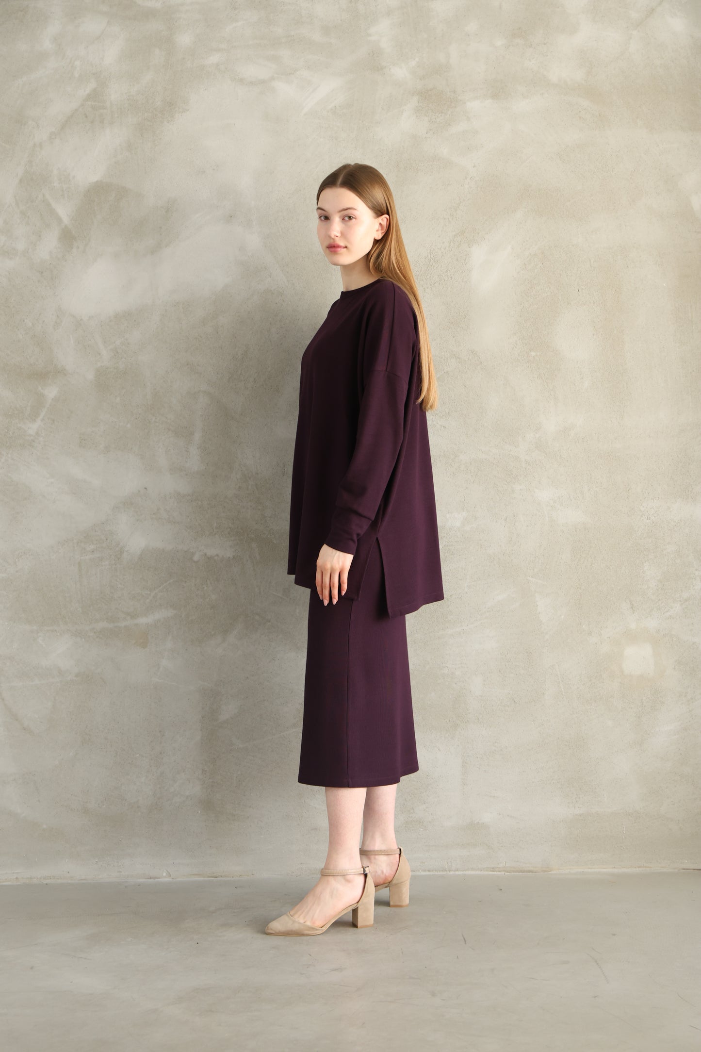 Dark Purple Knitwear Skirt
