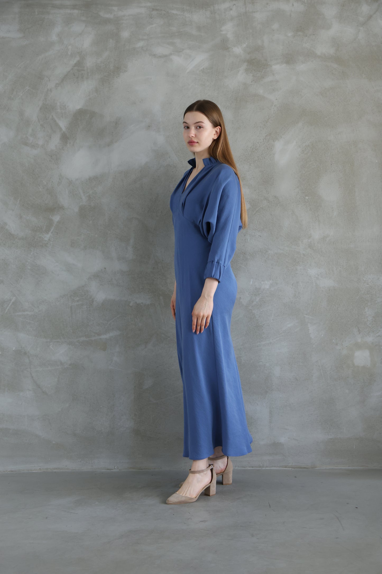 V-neck Indigo Dress