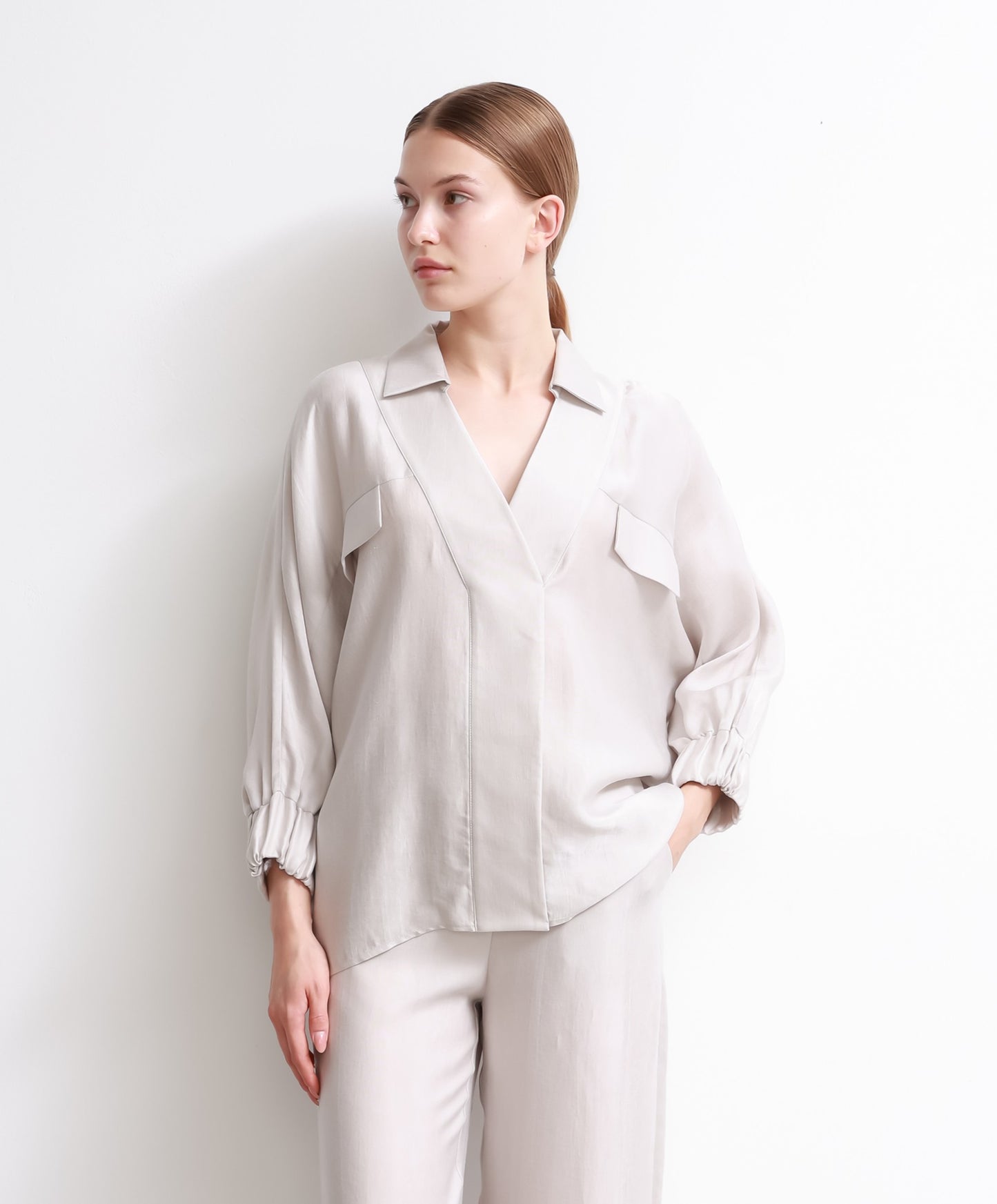 Gray V-Neck Shirt