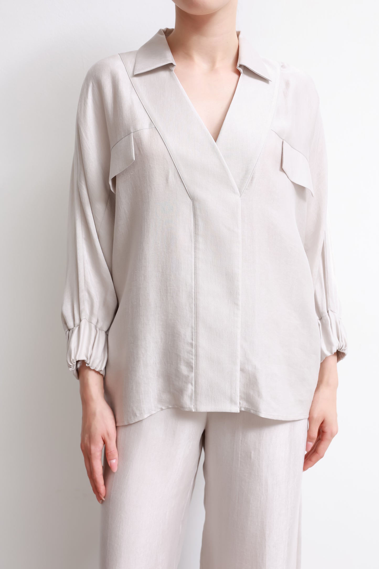 Gray V-Neck Shirt