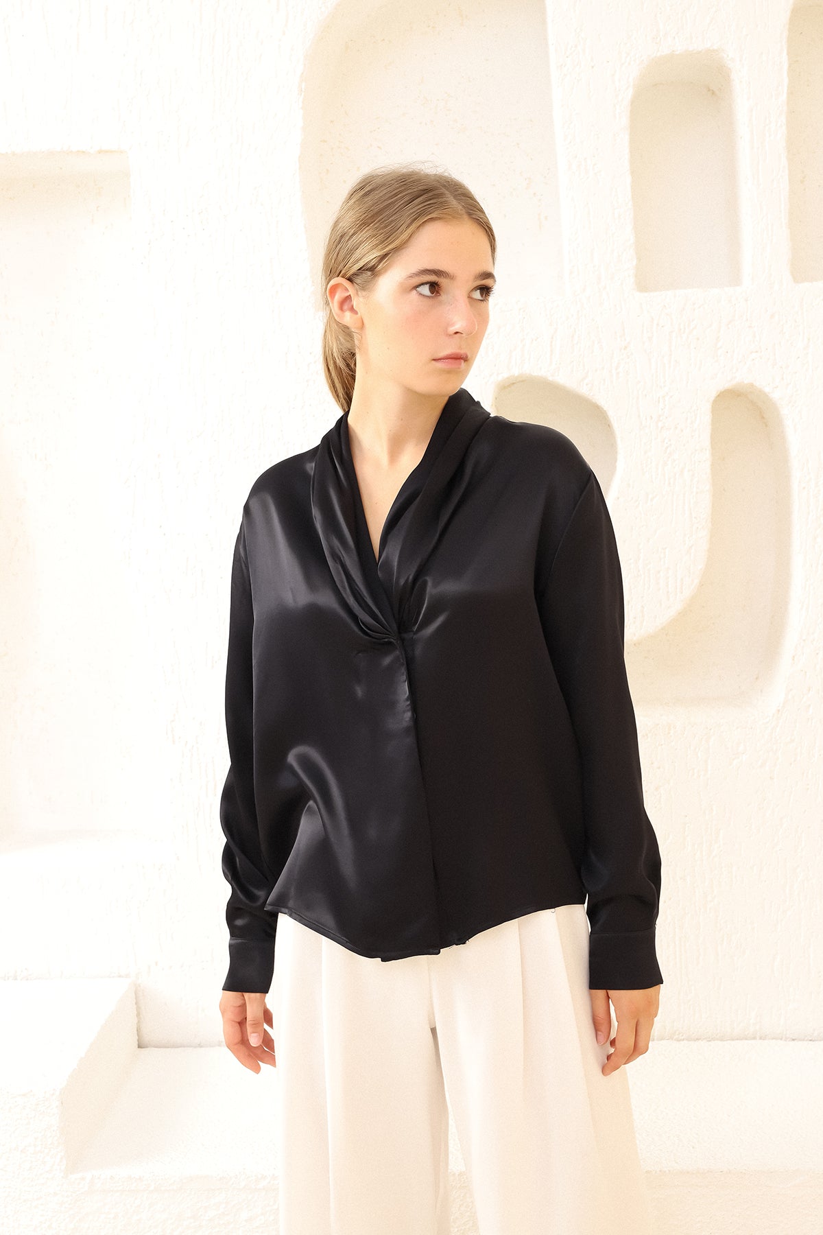 Black Draped Shirt