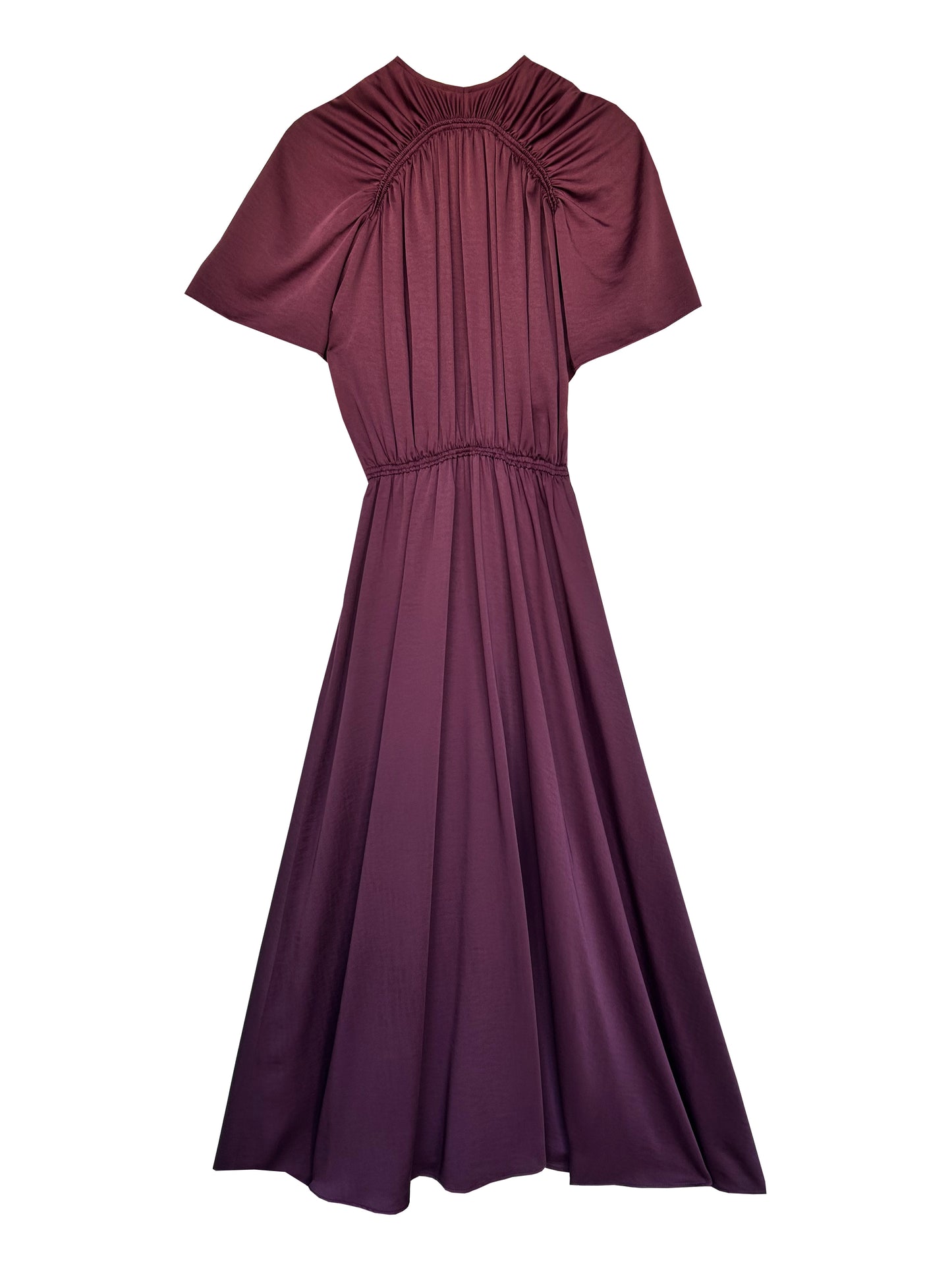 Burgundy V-neck Slit Detail Dress
