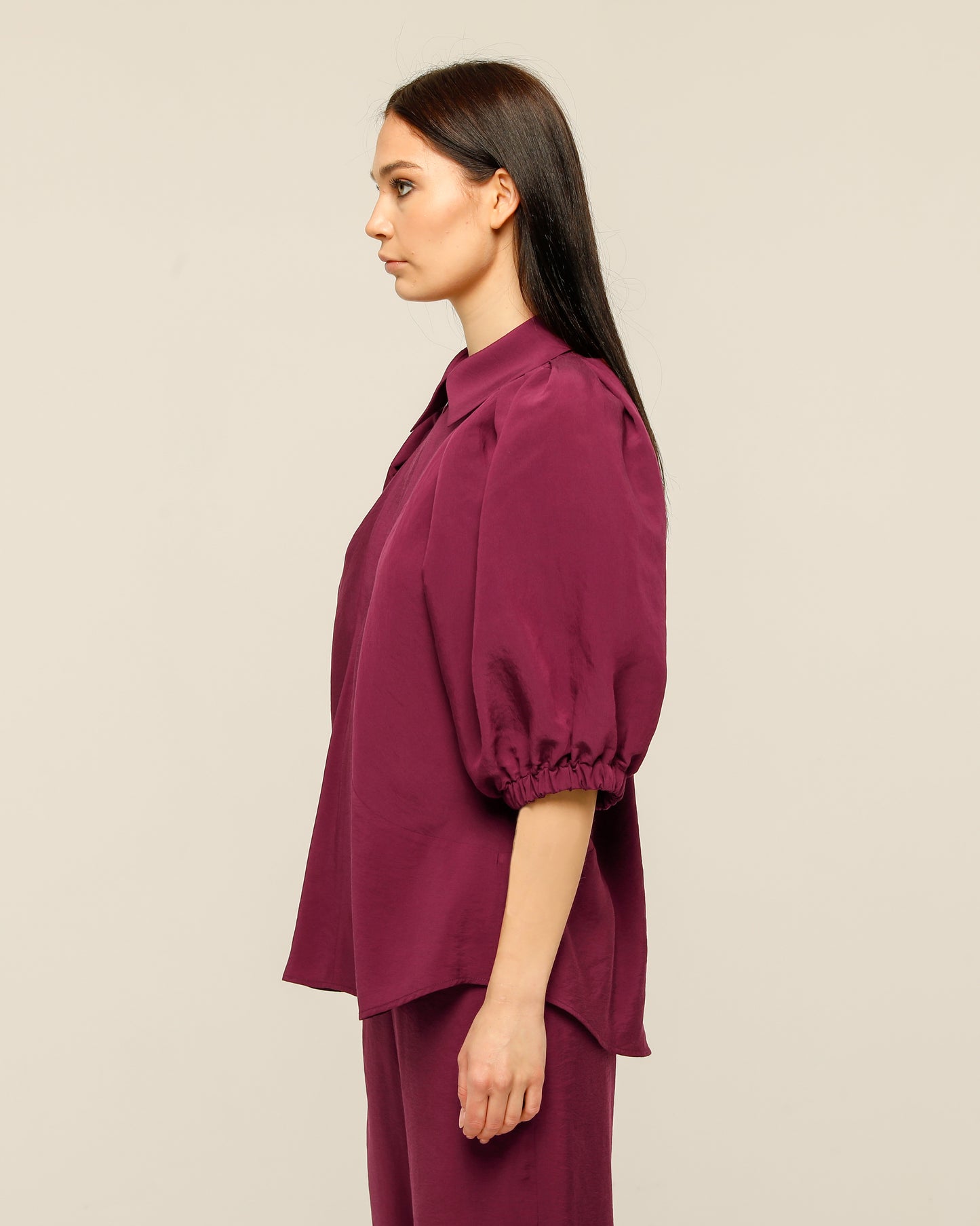 Burgundy Zippered Collar Shirt
