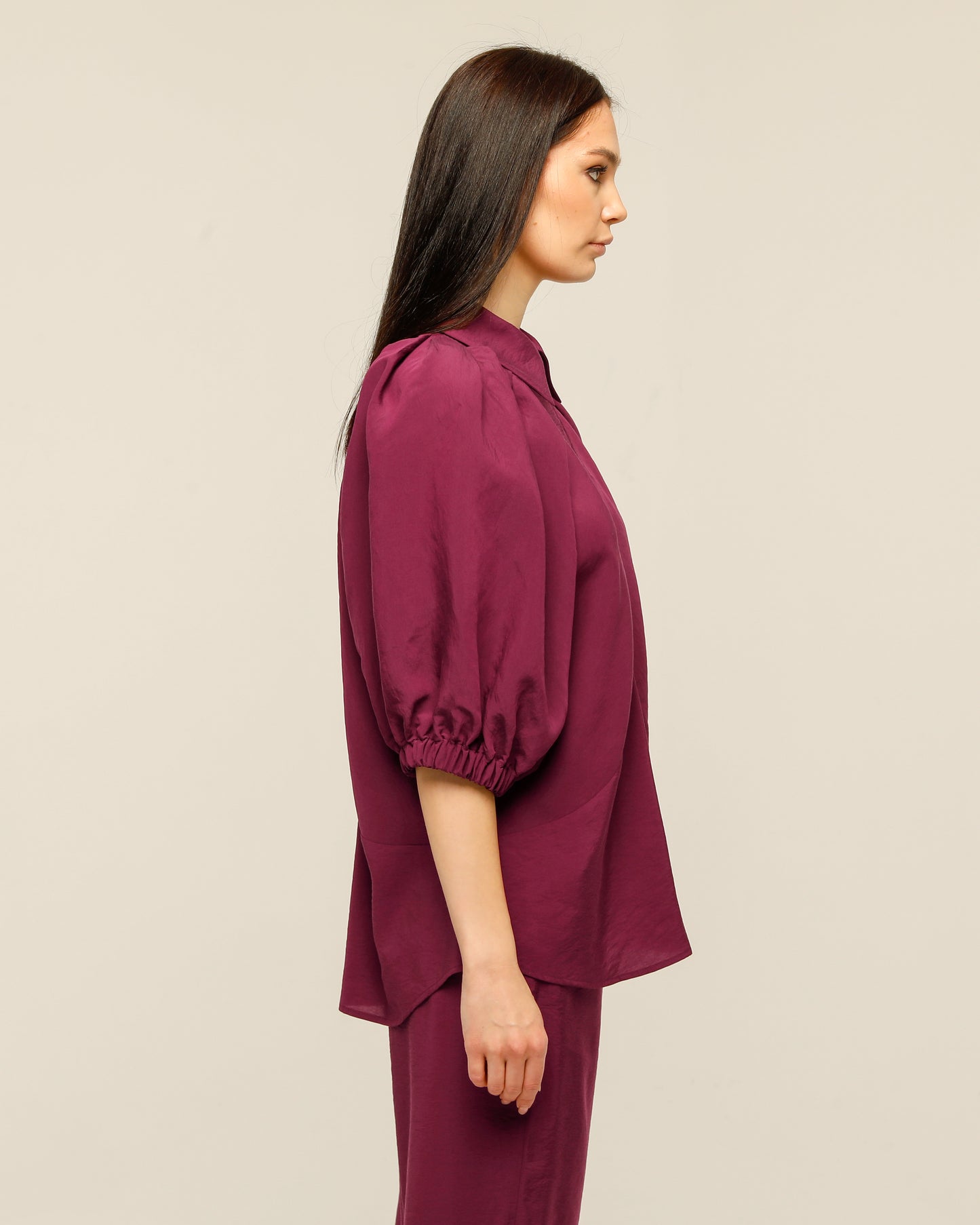 Burgundy Zippered Collar Shirt