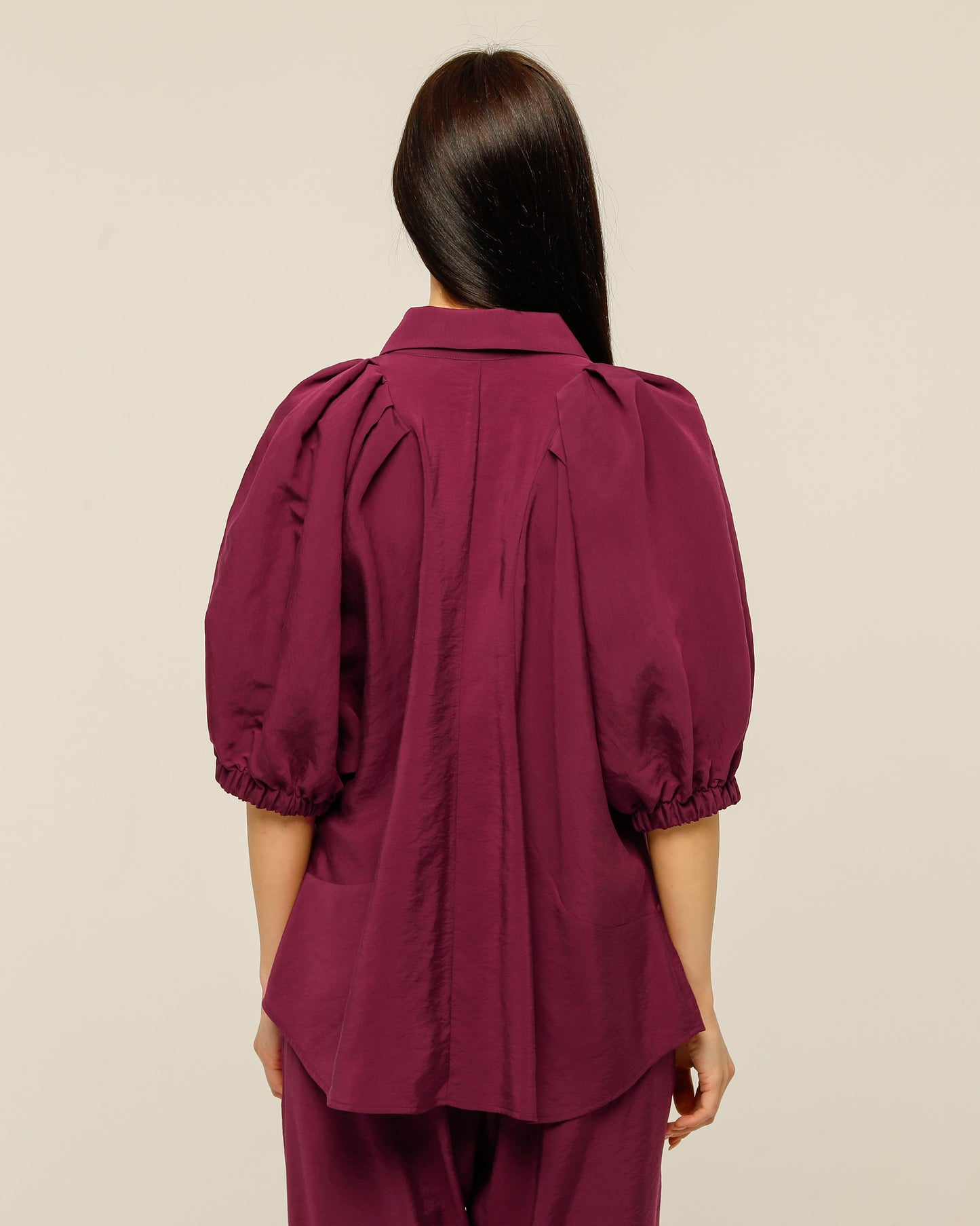 Burgundy Zippered Collar Shirt