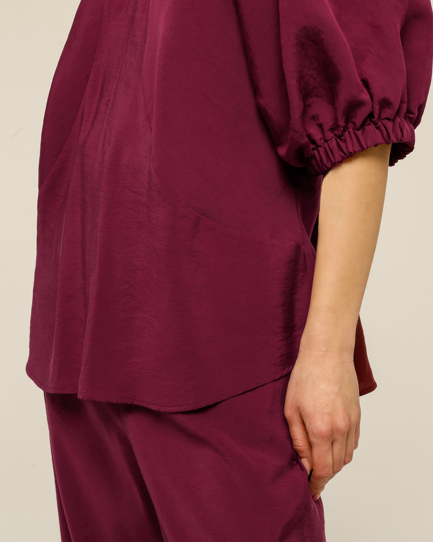 Burgundy Zippered Collar Shirt