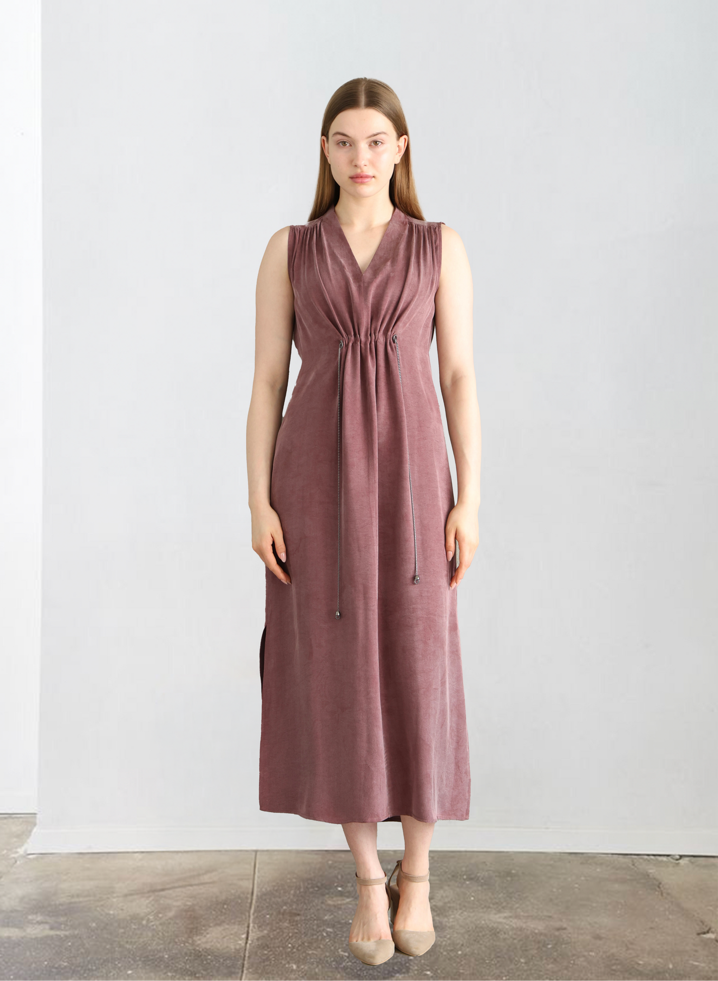 Burgundy Dress V-neck