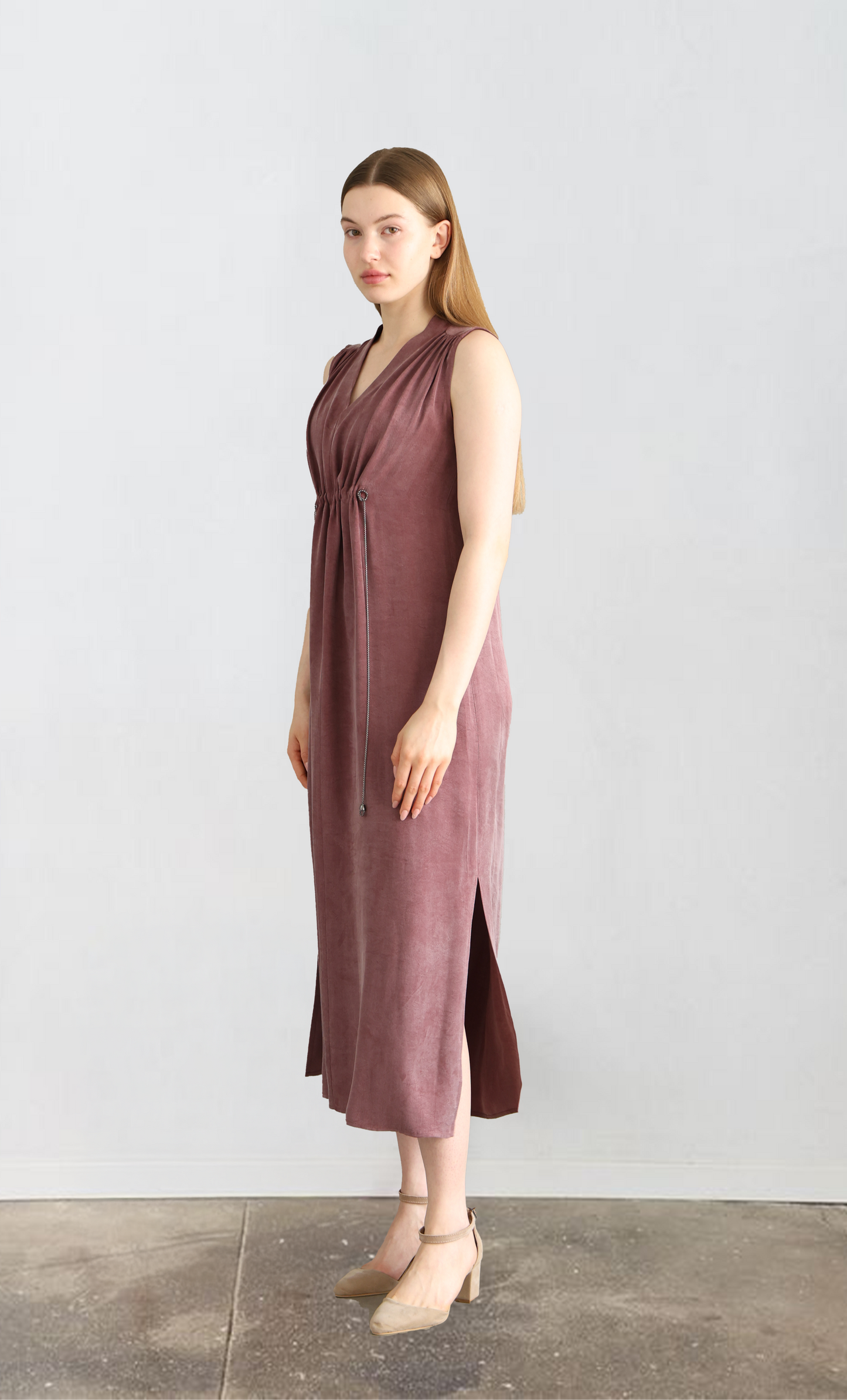 Burgundy Dress V-neck