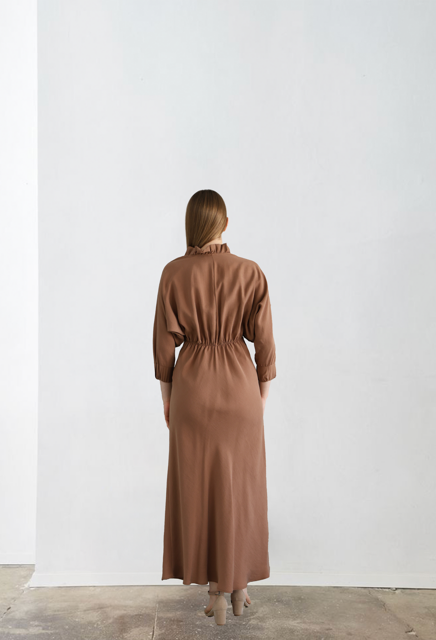 V-neck Brown Dress