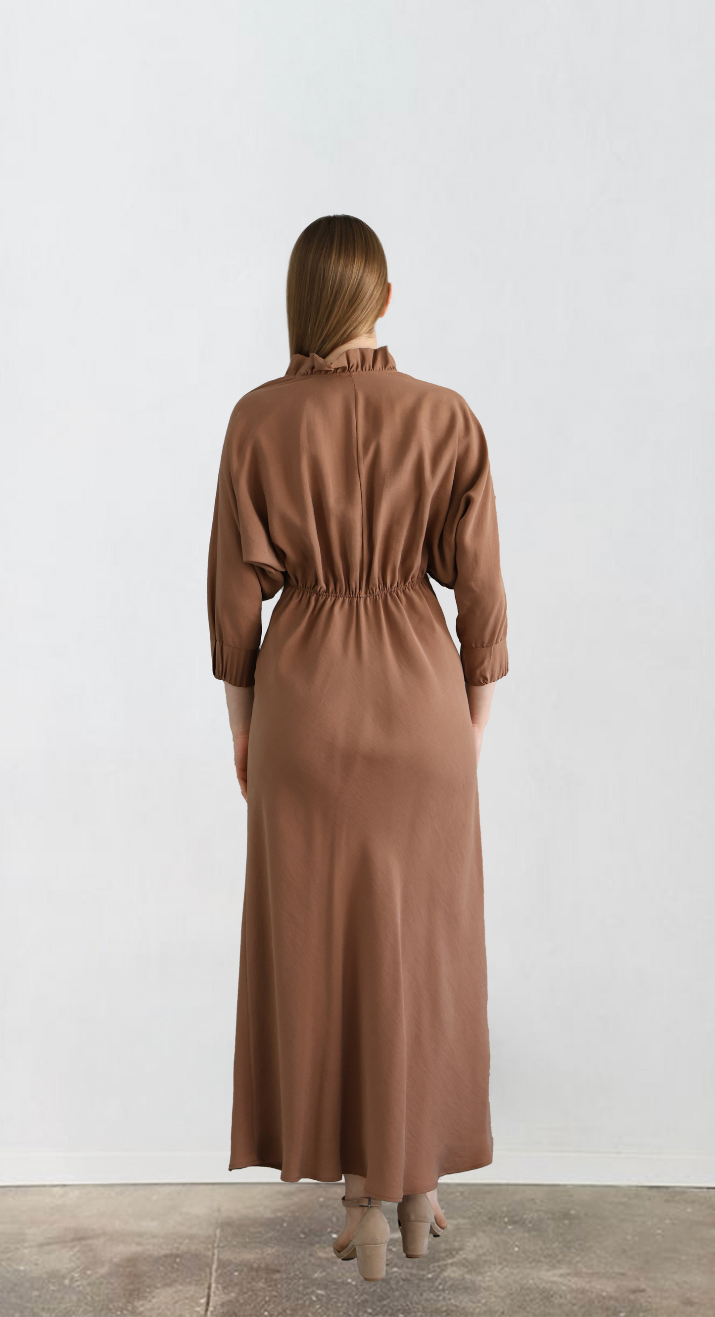 V-neck Brown Dress