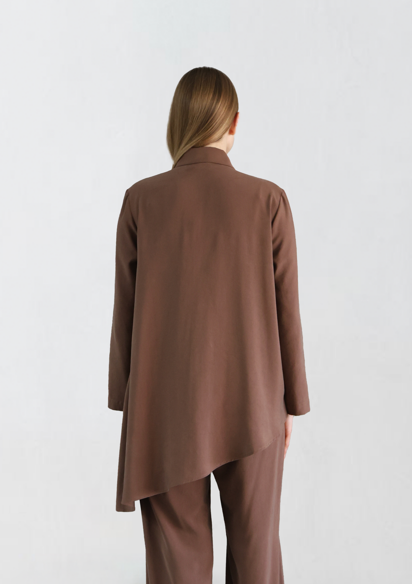 Asymmetric Cut Brown Shirt