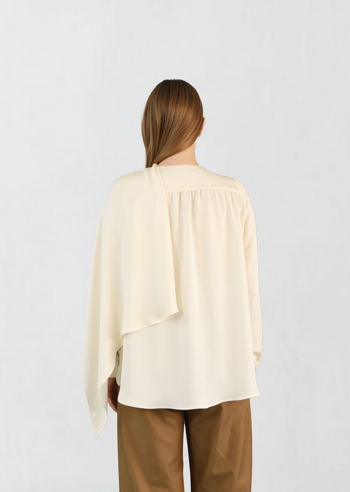 Shawl Detailed Ecru Shirt