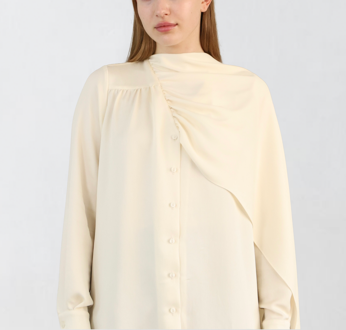 Shawl Detailed Ecru Shirt