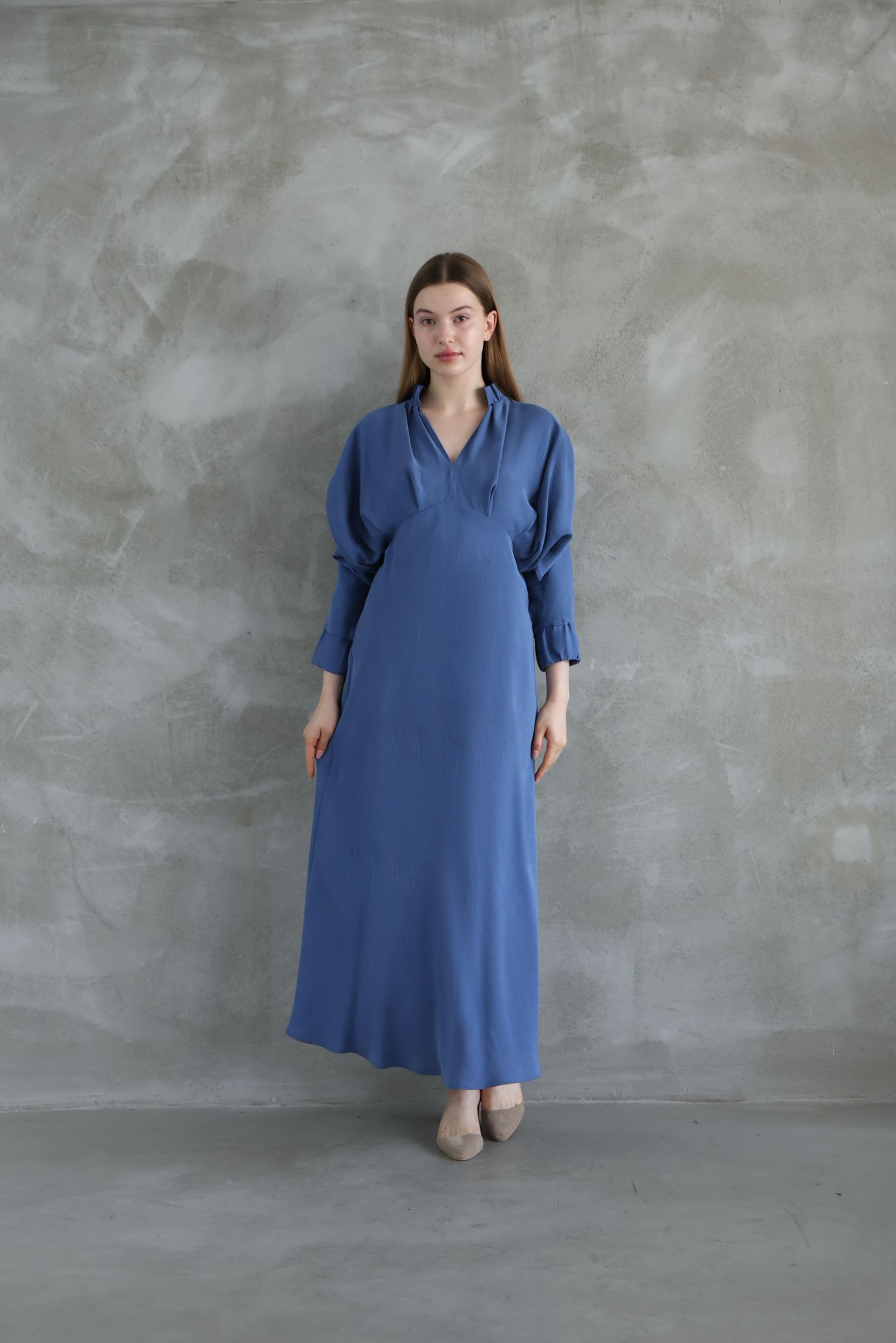 V-neck Indigo Dress