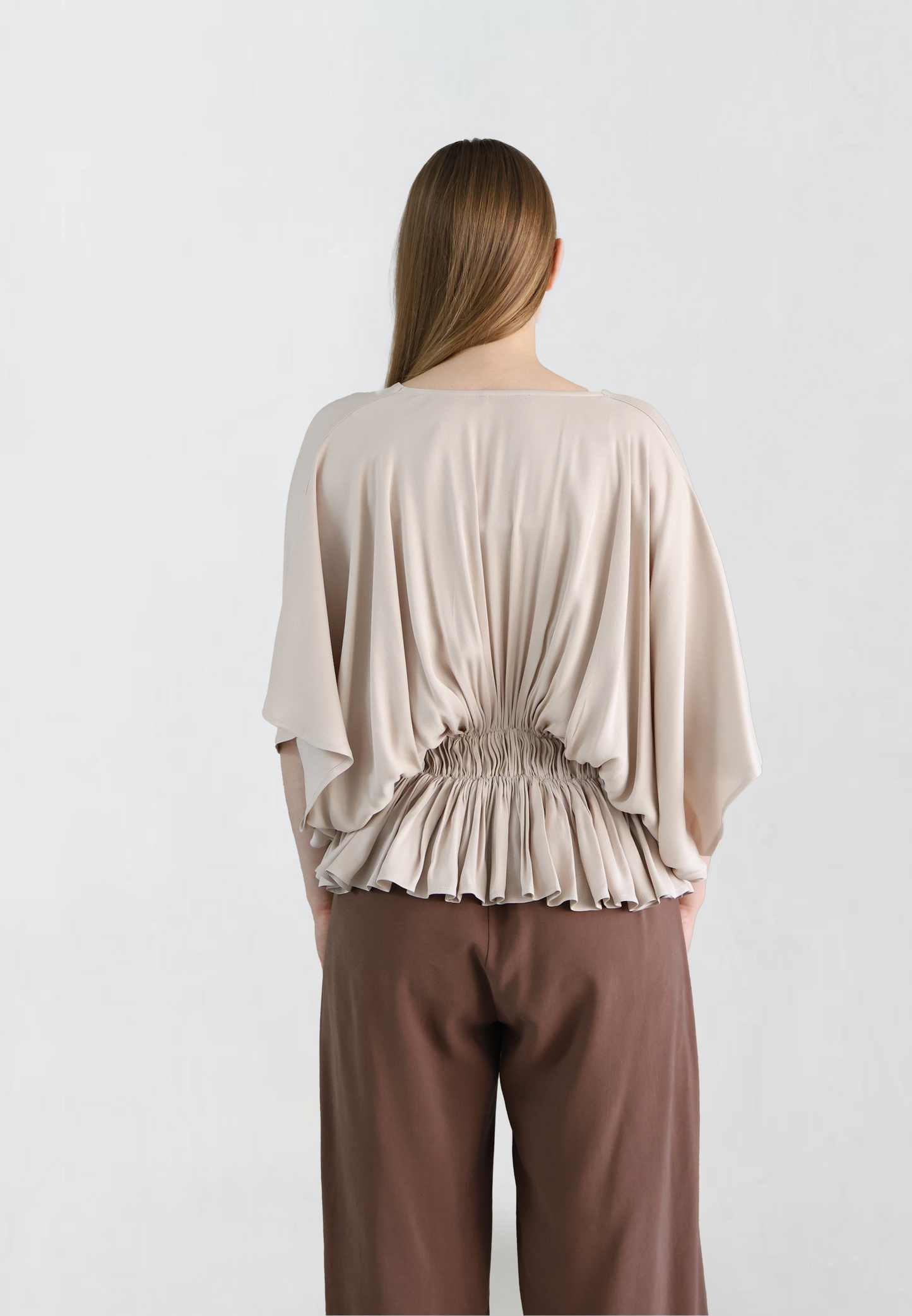 Beige Batwing Sleeve Shirt