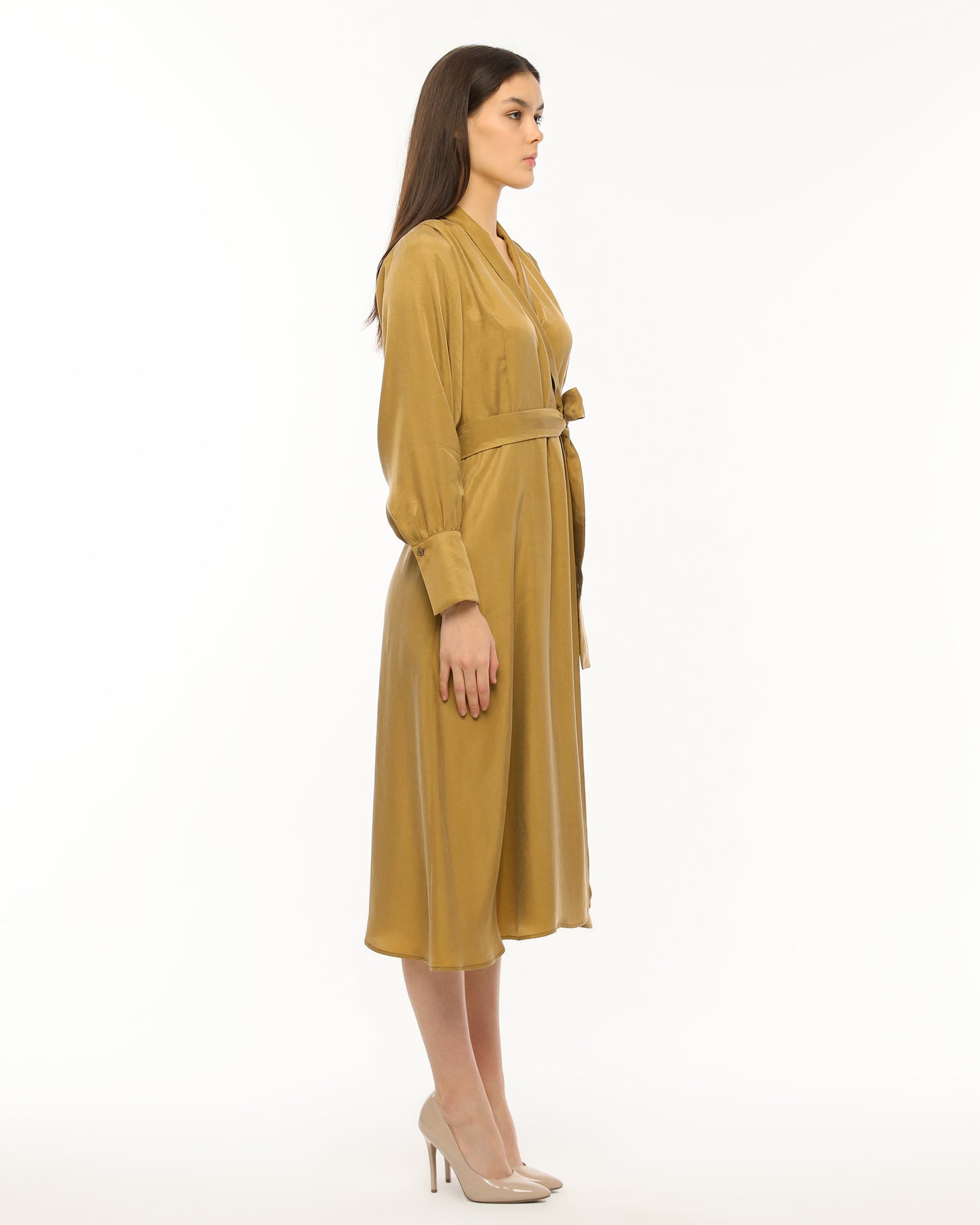 Elegant Black Wrap Dress with Waist Tie