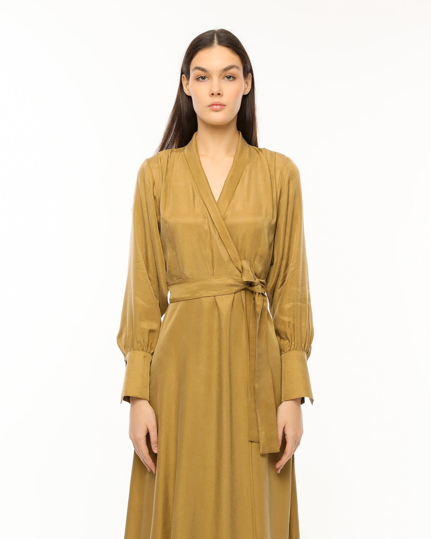 Elegant Black Wrap Dress with Waist Tie