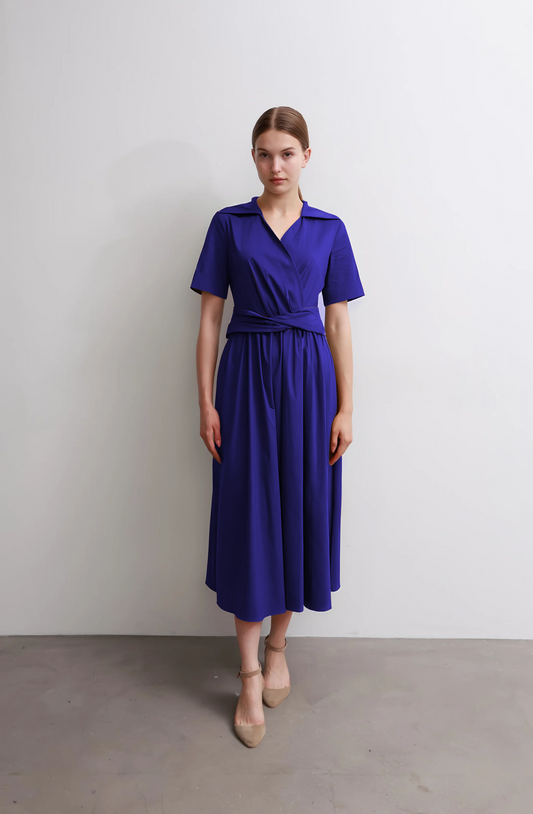 Saxe Blue Waist Tie Dress