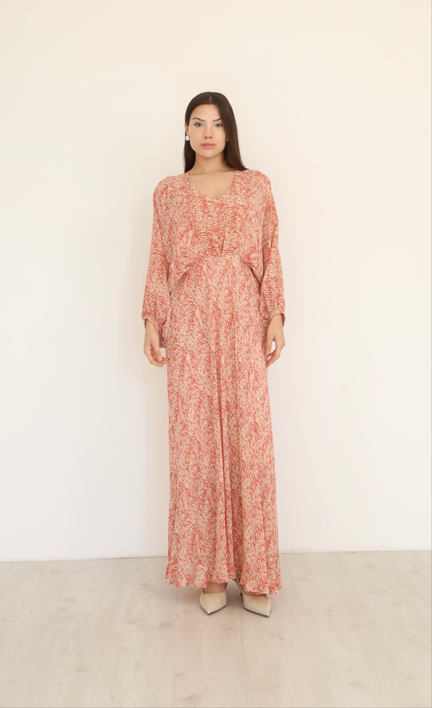 Orange Maxi Batwing Sleeve Dress