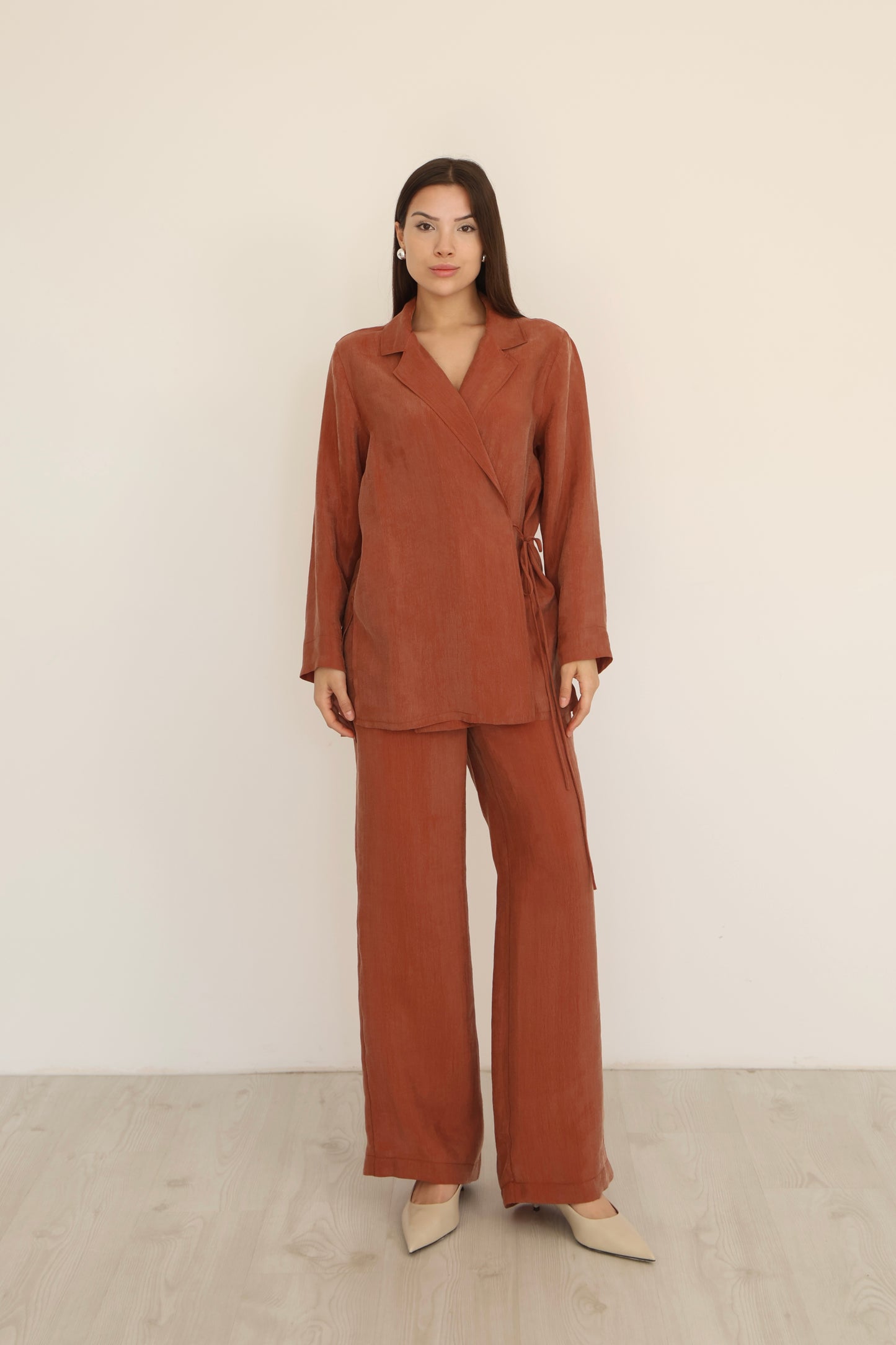 Orange Waist Tie Detail Jacket-M19