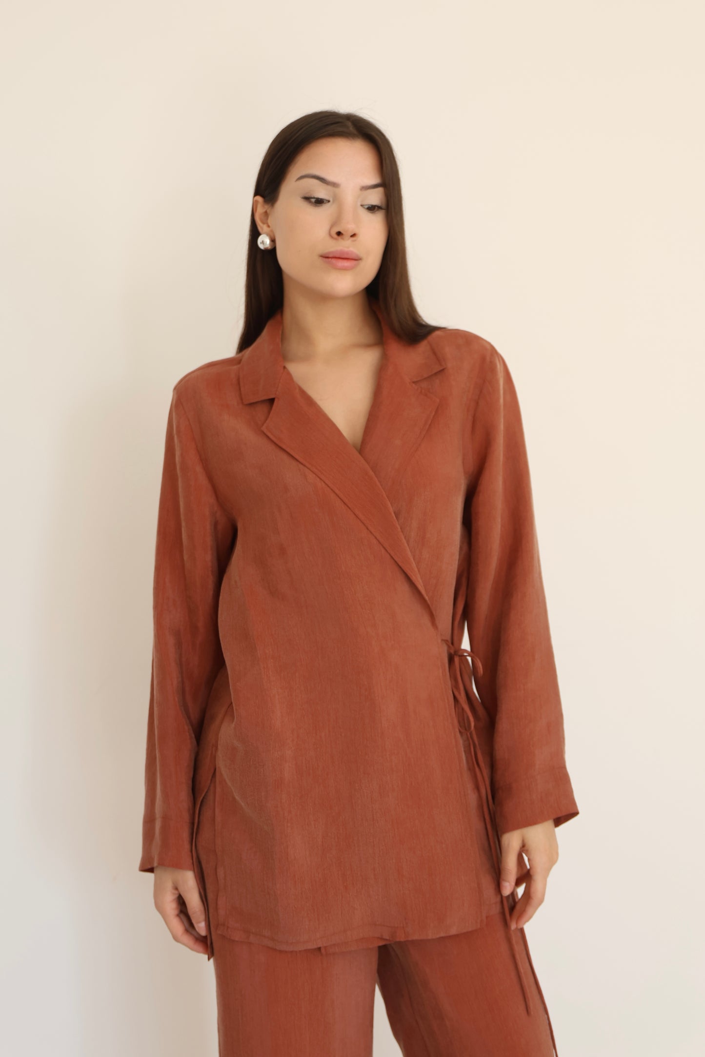 Orange Waist Tie Detail Jacket-M19