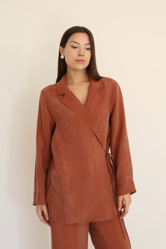 Orange Waist Tie Detail Jacket-M19