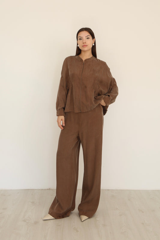 Brown Pocket Detail Pants-P72