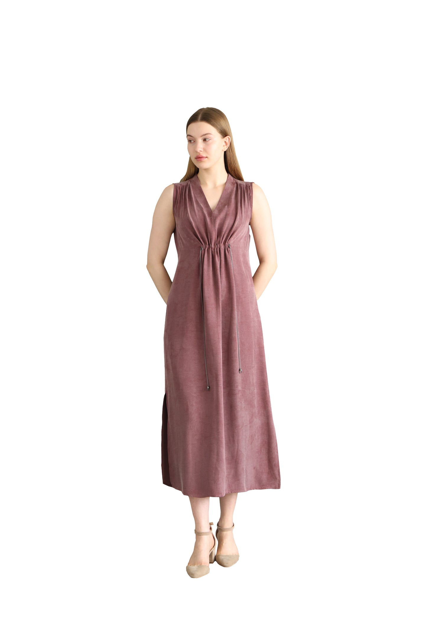 Burgundy  Dress V-neck