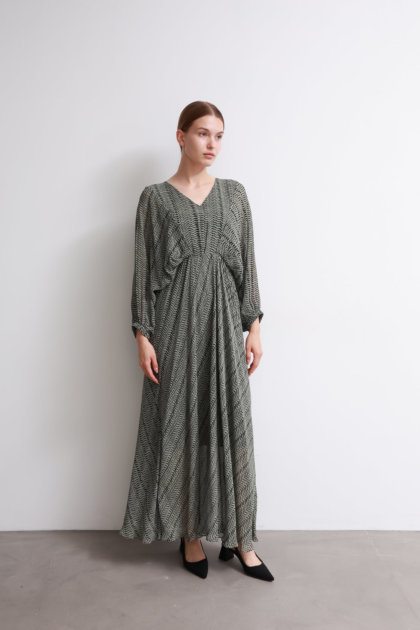 Dark Green Maxi Batwing Sleeve Dress