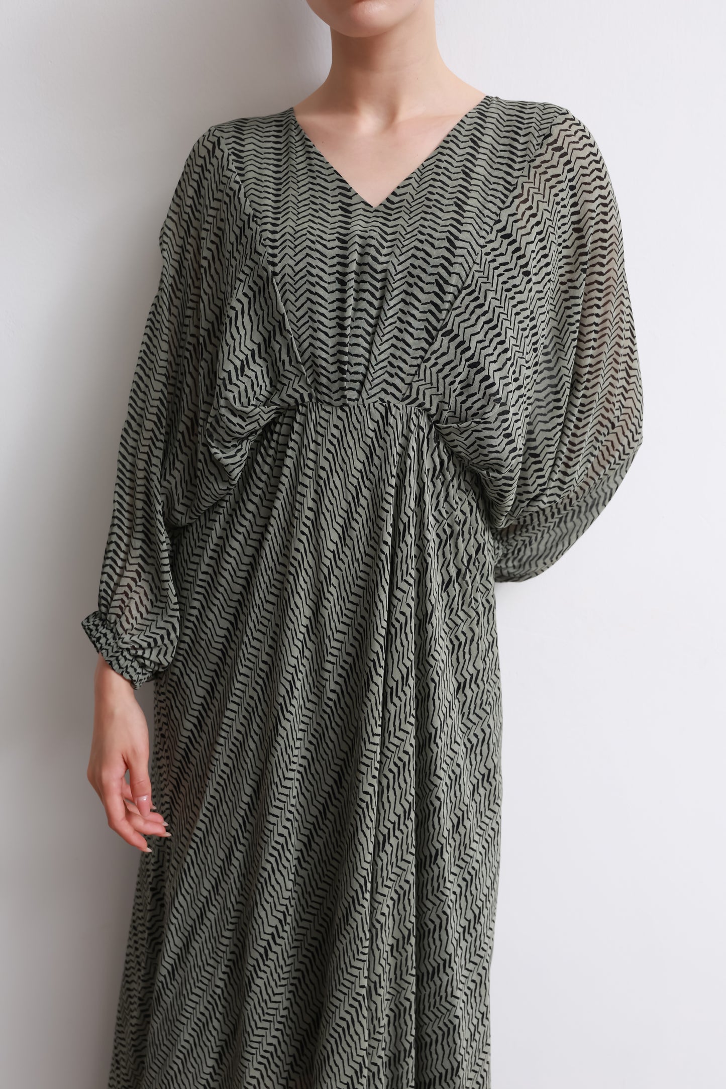 Dark Green Maxi Batwing Sleeve Dress