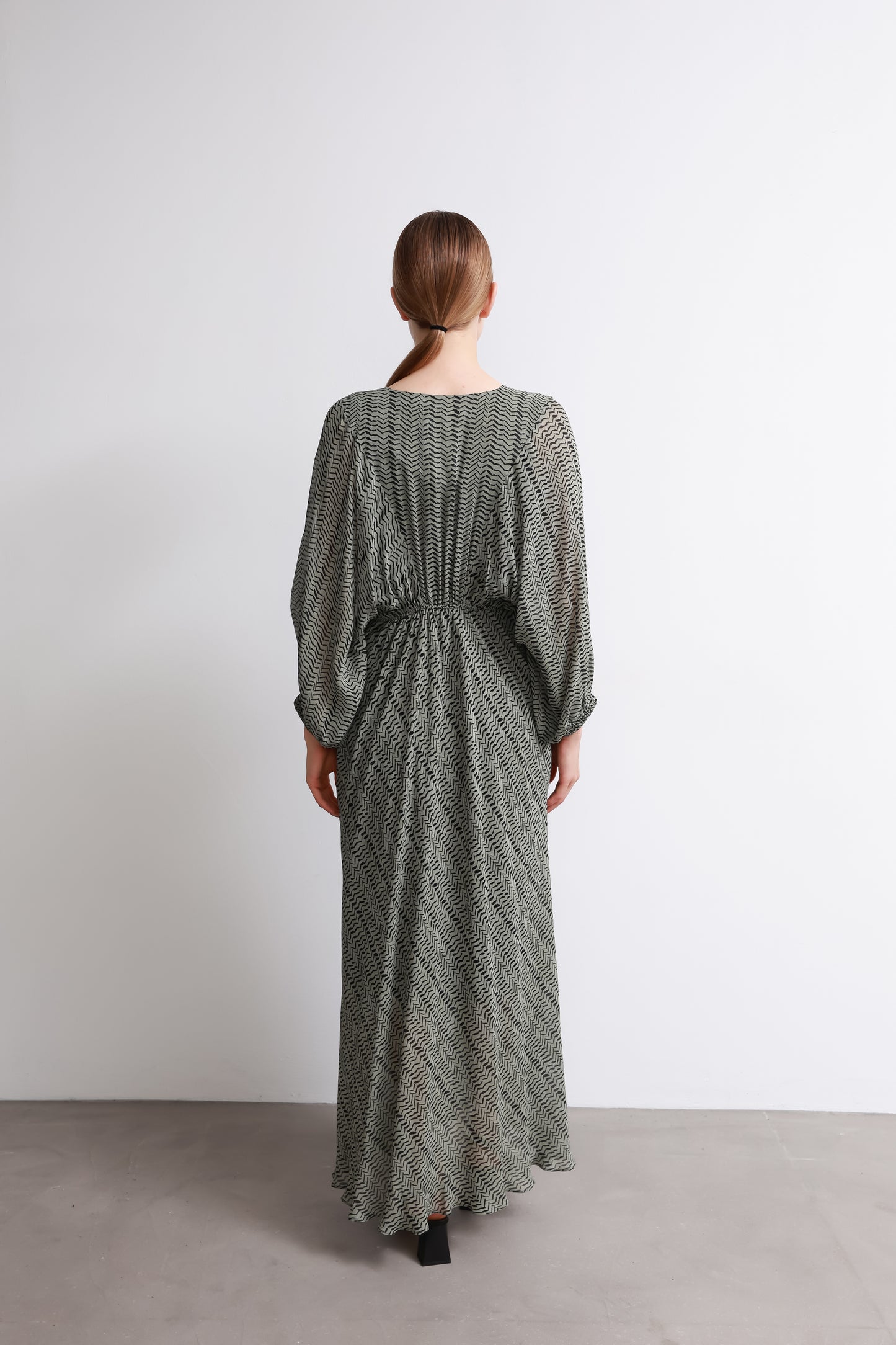 Dark Green Maxi Batwing Sleeve Dress
