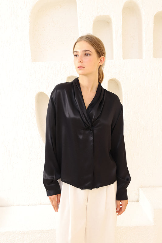 Black Draped Shirt