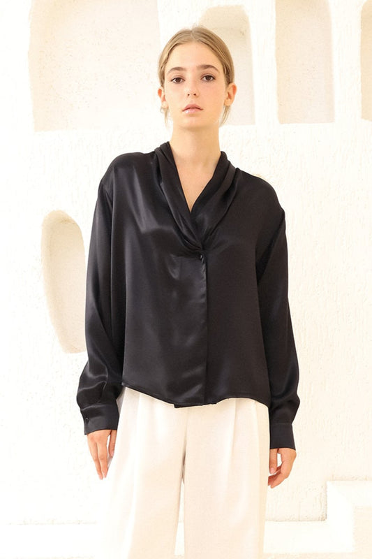 Black Draped Shirt