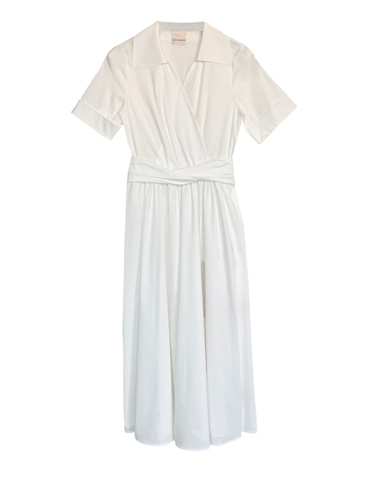 white Waist Tie Dress
