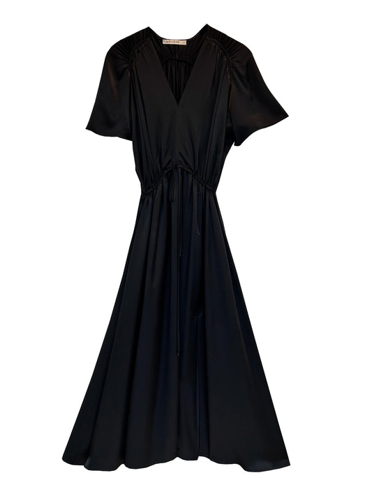 Back V-neck Slit Detailed Dress