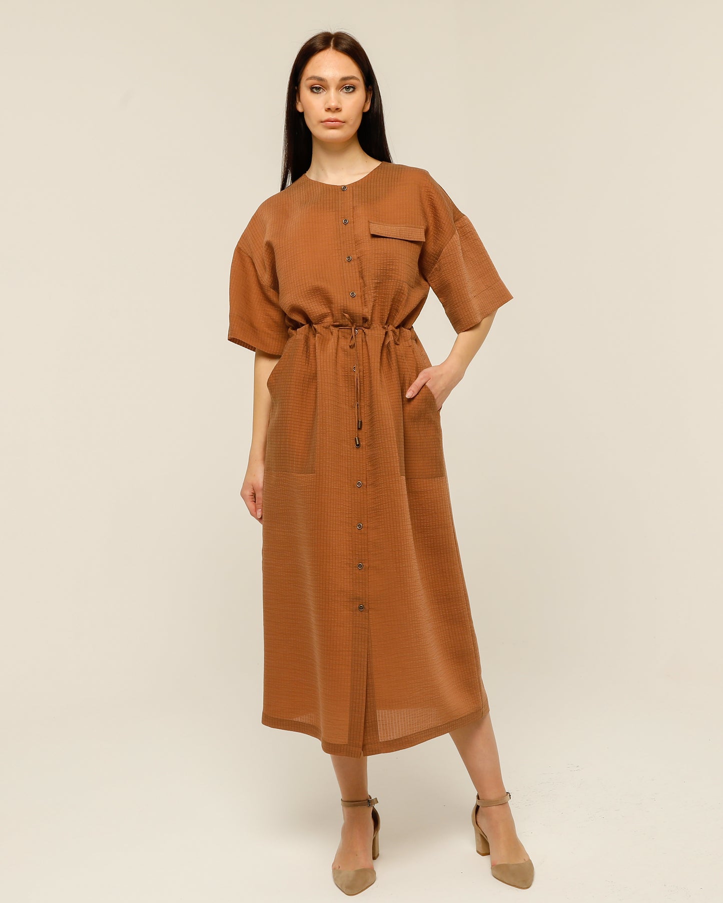 Brown Minimal Dress
