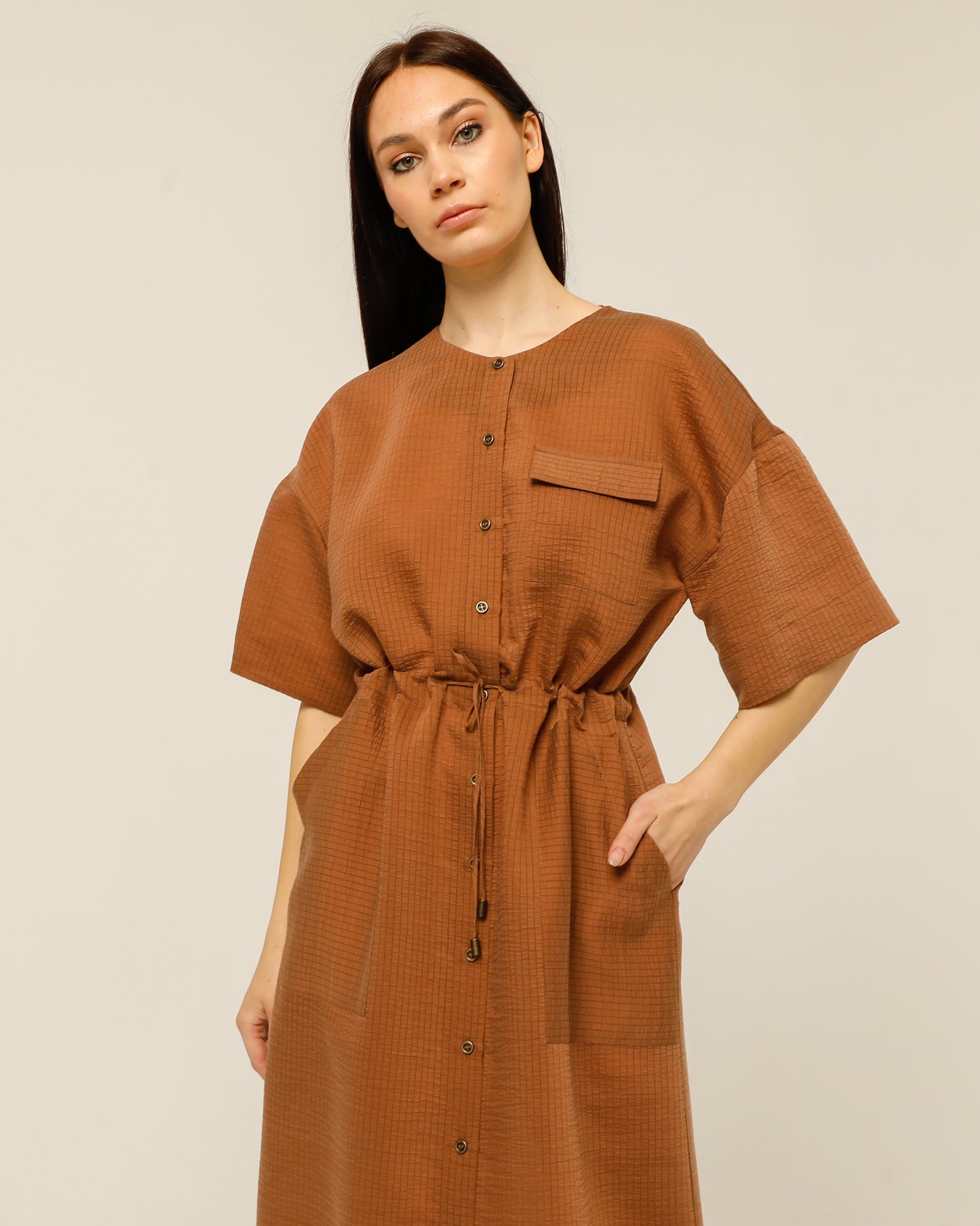 Brown Minimal Dress