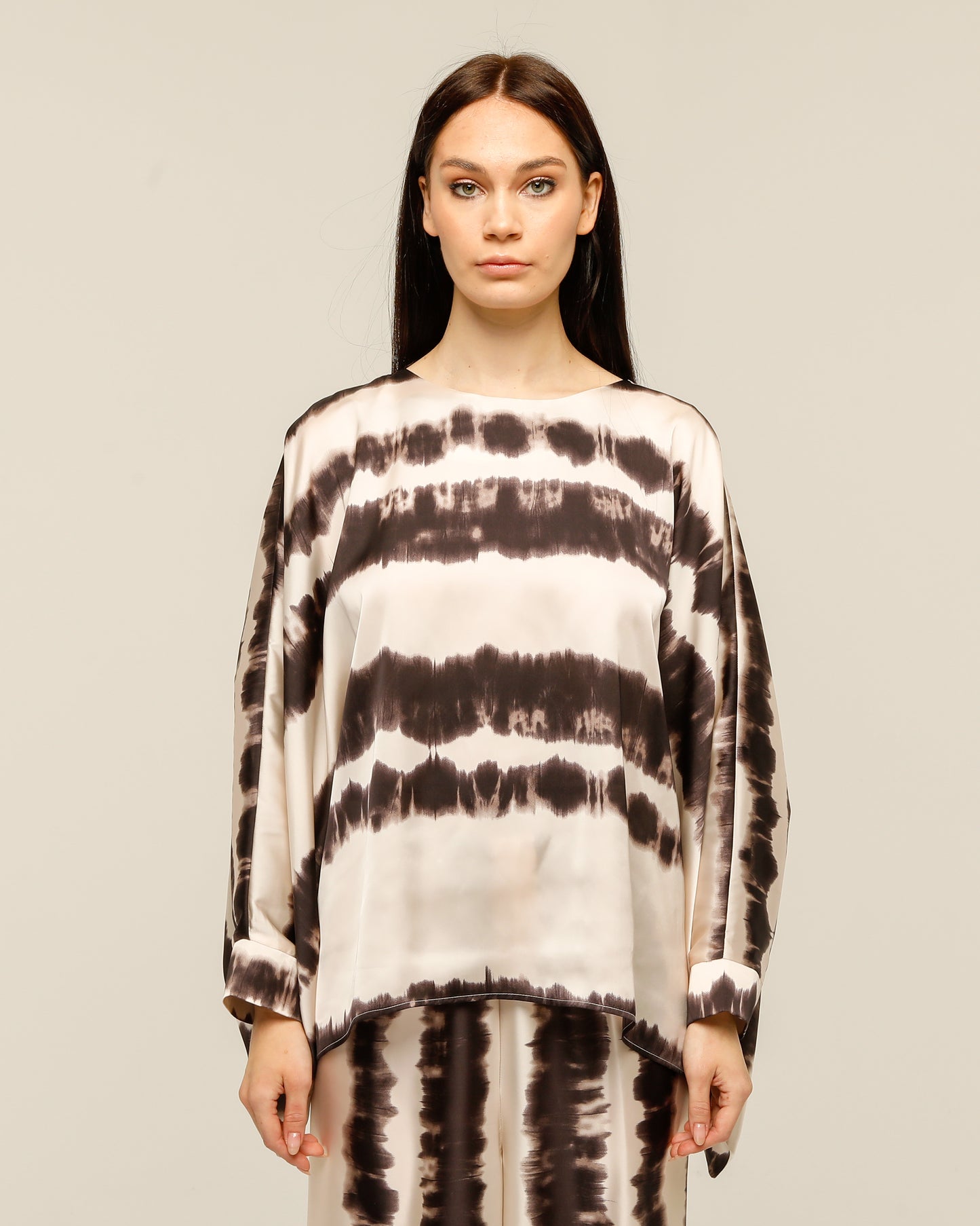 Brown Batik Blouse Bat Sleeve