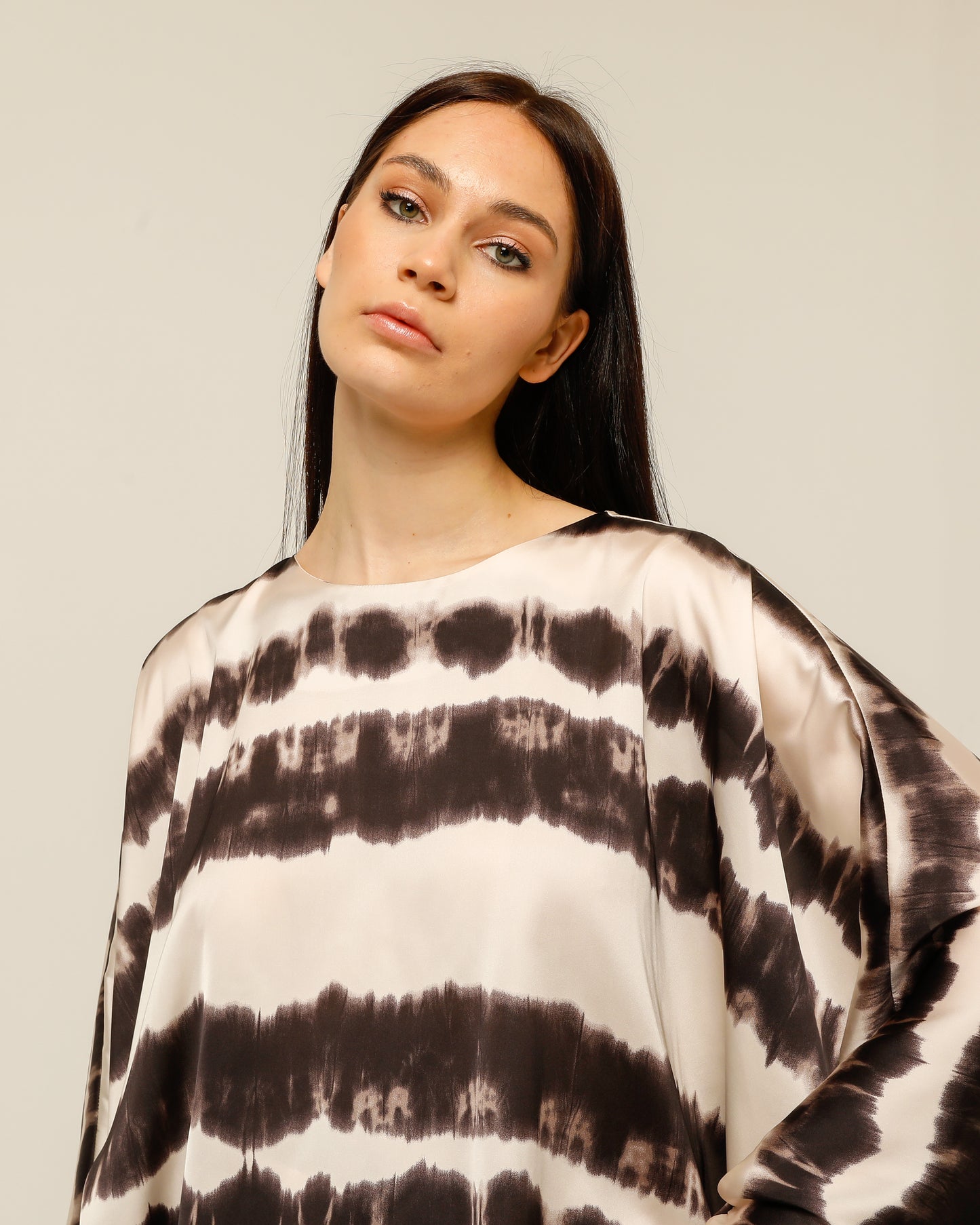 Brown Batik Blouse Bat Sleeve