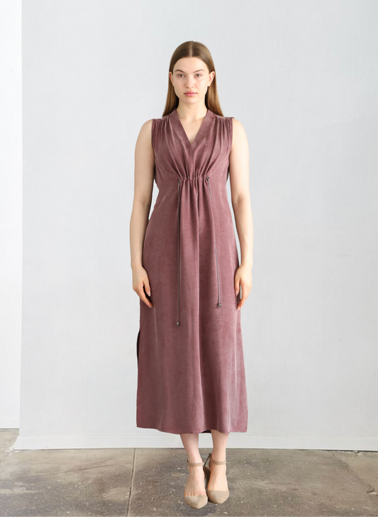 Burgundy  Dress V-neck