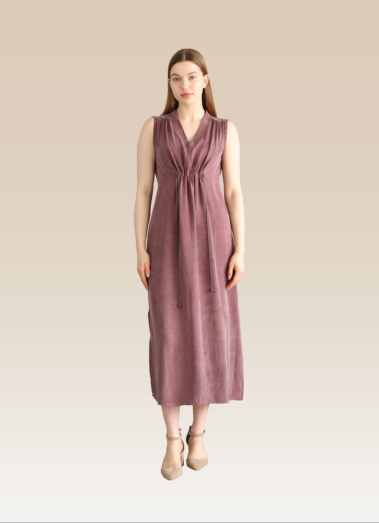 Burgundy  Dress V-neck