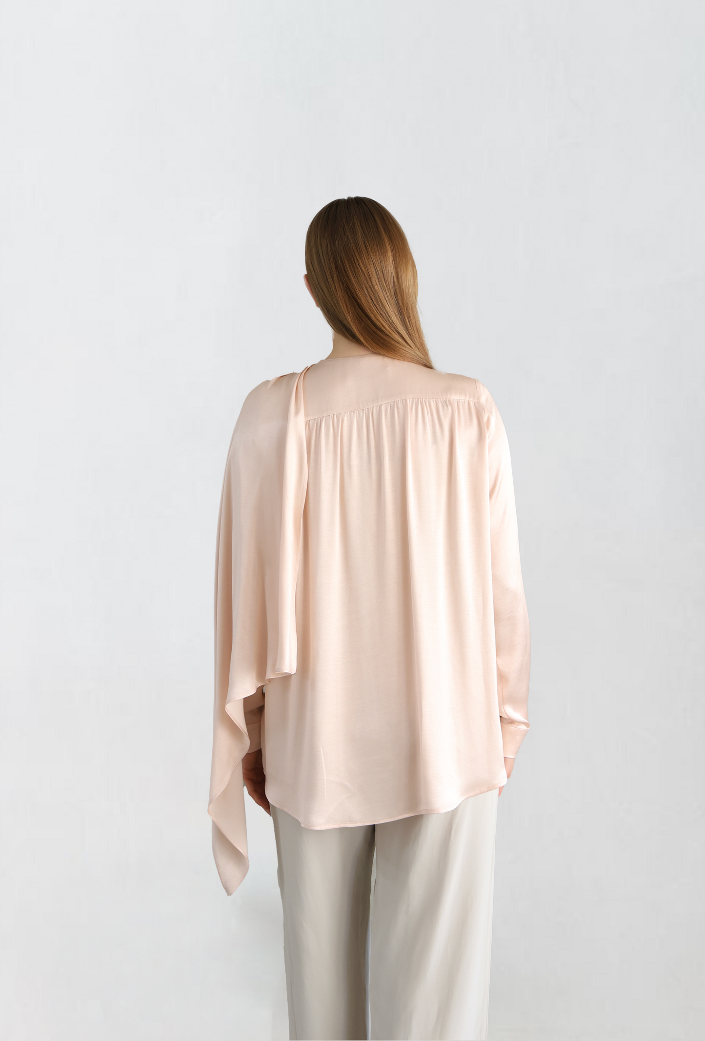 Shawl Detailed Powder Pink Shirt